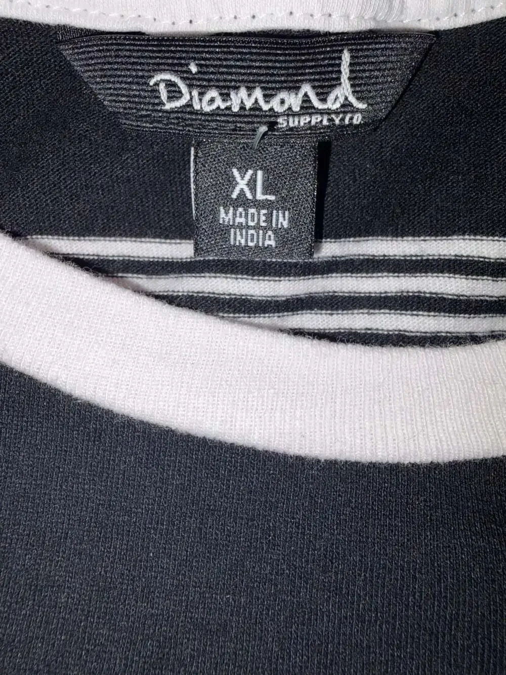 Diamond Supply Co. Black and White Striped Ringer T-Shirt